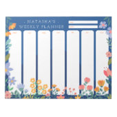 Vibranly Garden Floral Weekly Planner Notepad Blue Notizblock (Vorderseite)