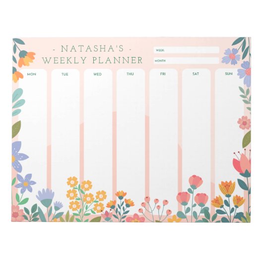 Vibranly Garden Floral Weekly Planner Notepad Notizblock (Vorderseite)