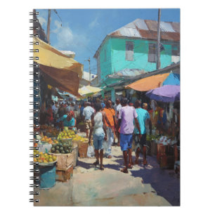 Vibranly Island Street Market Colorful Art Noteboo Notizblock