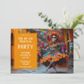 💀 Vibranly La Calavera Tänzerin Einladung (Stehend Vorderseite)