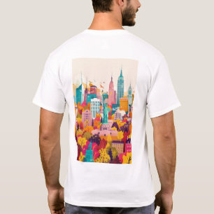Vibranly New York City Skyline Flat Vector Art T-S T-Shirt