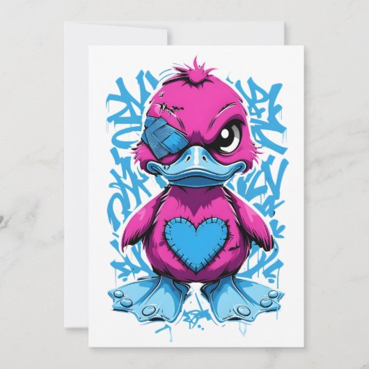 Vibranly Pink Graffiti Duck Einladung (Vorderseite)