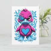 Vibranly Pink Graffiti Duck Einladung (Stehend Vorderseite)