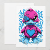 Vibranly Pink Graffiti Duck Einladung (Vorne/Hinten)