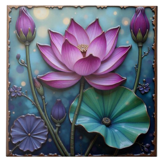 Vibranly Pink Lotus Fliese (Vorderseite)