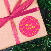 Vibranly Pink Sternexplosion Script Frohe Weihnach Runder Aufkleber