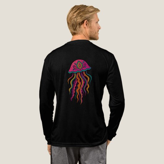 Vibranly Psychedelic Jellyfish Art T - Shirt (Voller Rücken)