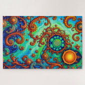 Vibranly Psychedelic Ocean Art - Abstrakt Waves Puzzle (Horizontal)