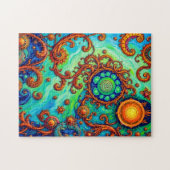 Vibranly Psychedelic Ocean Art - Abstrakte Wellen  Puzzle (Horizontal)