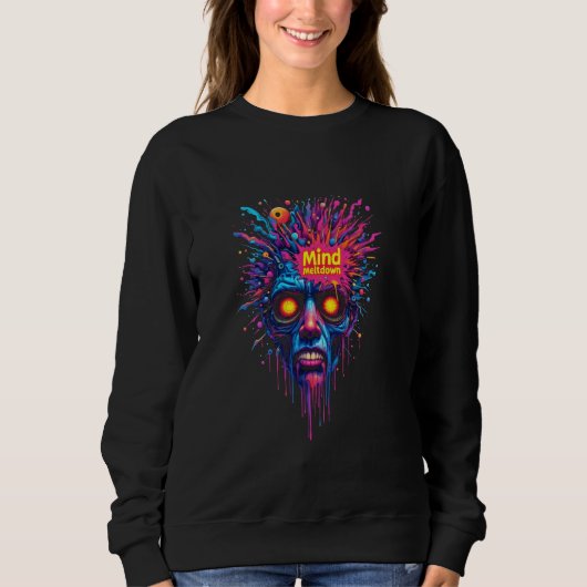 Vibranly Psychedelic Trippy Face Mind Meltdown Sur Sweatshirt (Vorderseite)