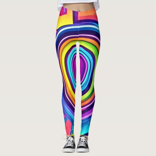 Vibranly Psychedelic Vortex Art Leggings (Vorderseite)
