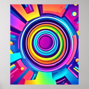 Vibranly Psychedelic Vortex Art Poster