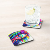 Vibranly Rainbow Eye Artwork Getränkeuntersetzer (Rechte Seite)