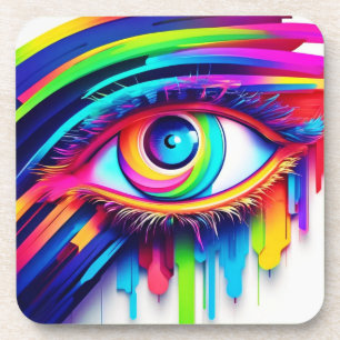 Vibranly Rainbow Eye Artwork Getränkeuntersetzer