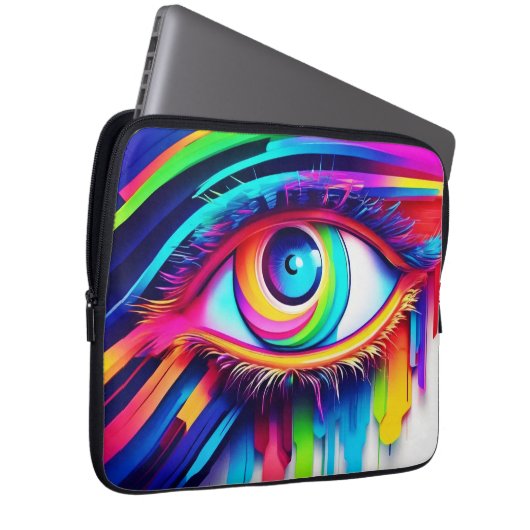 Vibranly Rainbow Eye Artwork Laptopschutzhülle (Vorne Rechts)