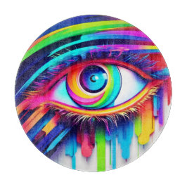 Vibranly Rainbow Eye Artwork Schneidebrett