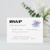 Vibranly Rainbow Floral Wedding RSVP Karte (Stehend Vorderseite)