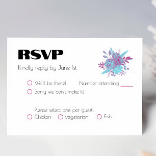 Vibranly Rainbow Floral Wedding RSVP Karte