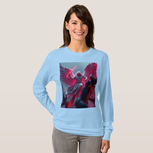 Vibranly St Michael Archangel Long Sleeve Womens T T-Shirt (Vorne ganz)
