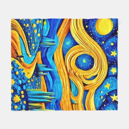 Vibranly Starry Artwork Fleecedecke (Vorderseite (Horizontal))