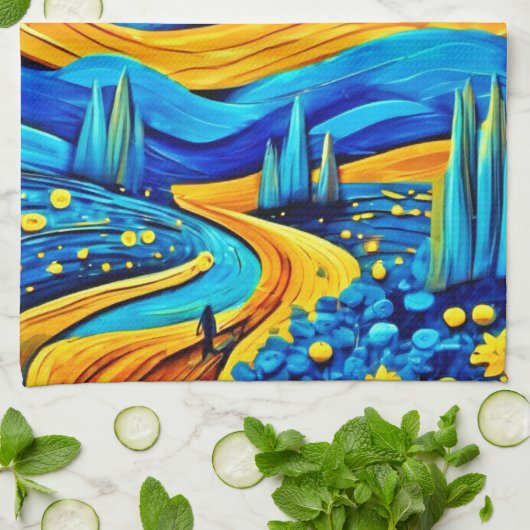 Vibranly Starry Artwork Geschirrtuch (Gefaltet)