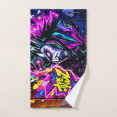 Vibranly Street Art Glow Badhandtuch Set (Handtuch)