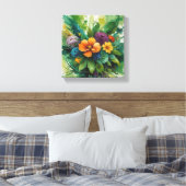 Vibranly Watercolor Floral Bouquet Leinwanddruck (Insitu (Schlafzimmer))
