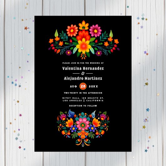 Vibranly Watercolor Floral Fiesta Wedding Einladung