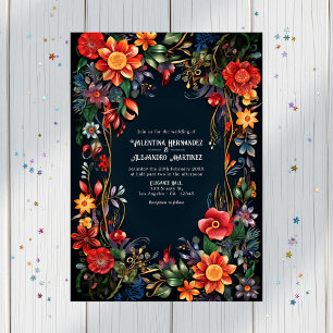 Vibranly Watercolor Floral Fiesta Wedding Einladung