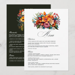 Vibranly Watercolor Floral Fiesta Wedding Menükarte