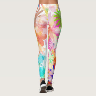 Vibranly Watercolor Floral Symphony Leggings