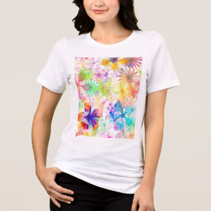 Vibranly Watercolor Floral Symphony Tri-Blend Shirt