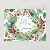 Vibranly Watercolor Holly Berry Wreath Weihnachten (Vorderseite)