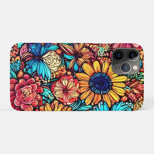 Vibrannende Blütendoodle-Explosion Case-Mate iPhone Hülle (Rückseite (Horizontal))