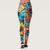 Vibrannende Blütendoodle-Explosion Leggings (Rückseite)