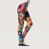 Vibrannende Blütendoodle-Explosion Leggings (Rechts)