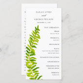 Vibrannende Green Fern Foliage Wedding Program Car Dankeskarte (Vorne/Hinten)