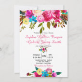 Vibrannende Pink-Aquarell-Typografie Hochzeit Einladung (Vorderseite)