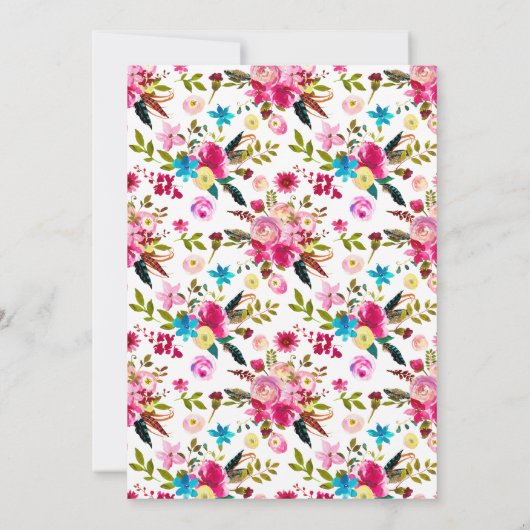 Vibrannende Pink-Aquarell-Typografie Hochzeit Einladung (Rückseite)