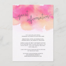 Vibranning Dreams Guest Information Card / Pink Pe Begleitkarte
