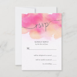 Vibranning Dreams Wedding RSVP Card / Pink & Peach Karte