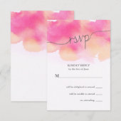 Vibranning Dreams Wedding RSVP Card / Pink & Peach Karte (Vorne/Hinten)