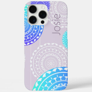 Vibrannt Aqua Blue Random Mandala auf rosa Namen h iPhone 16 Pro Max Hülle