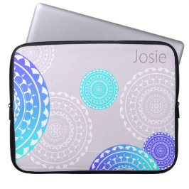 Vibrannt Aqua Blue Random Mandala auf rosa Namen h Laptopschutzhülle