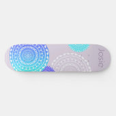 Vibrannt Aqua Blue Random Mandala auf rosa Namen h Skateboard (Horizontal)