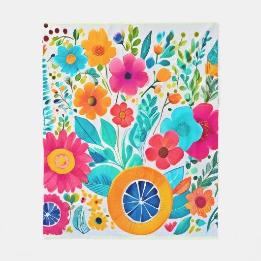 Vibrannt floral Fiesta Fleecedecke (Vorderseite)