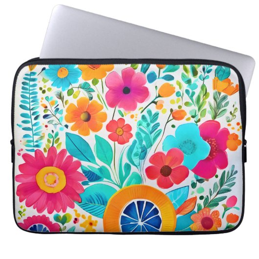 Vibrannt floral Fiesta Laptopschutzhülle (Vorderseite)