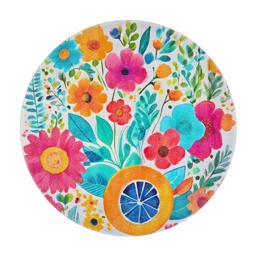 Vibrannt floral Fiesta Schneidebrett (Vorderseite)