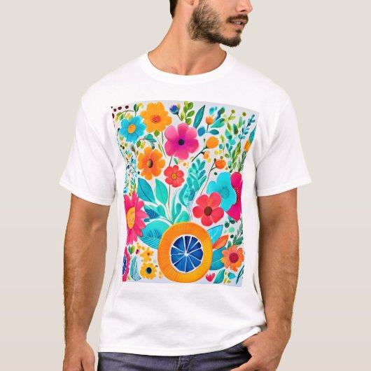 Vibrannt floral Fiesta T-Shirt (Vorderseite)