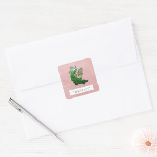 Vibrannt Peacock Vielen Dank Rosa Aufkleber